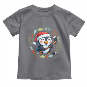 Cute Penguin Playing Ice Hockey Toddler T Shirt Funny Christmas Gift TS12 Charcoal Print Your Wear