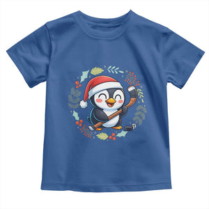 Cute Penguin Playing Ice Hockey Toddler T Shirt Funny Christmas Gift TS12 Royal Blue Print Your Wear