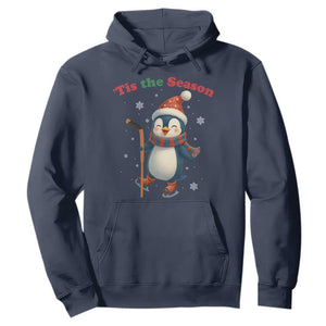 Cute Penguin Tis The Season Hoodie Funny Christmas Gift For Holiday Fans TS12 Navy Print Your Wear