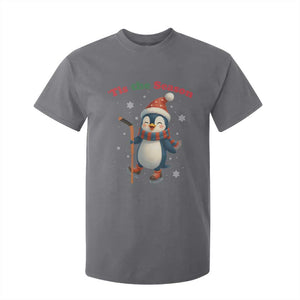 Cute Penguin Tis The Season T Shirt For Kid Funny Christmas Gift For Holiday Fans TS12 Charcoal Print Your Wear