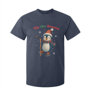Cute Penguin Tis The Season T Shirt For Kid Funny Christmas Gift For Holiday Fans TS12 Navy Print Your Wear