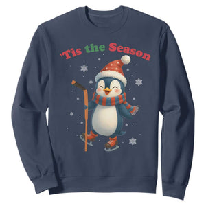 Cute Penguin Tis The Season Sweatshirt Funny Christmas Gift For Holiday Fans TS12 Navy Print Your Wear