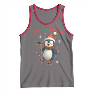 Cute Penguin Tis The Season Tank Top Funny Christmas Gift For Holiday Fans TS12 Deep Heather Red Print Your Wear