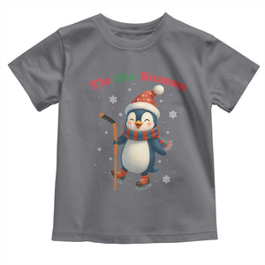 Cute Penguin Tis The Season Toddler T Shirt Funny Christmas Gift For Holiday Fans TS12 Charcoal Print Your Wear