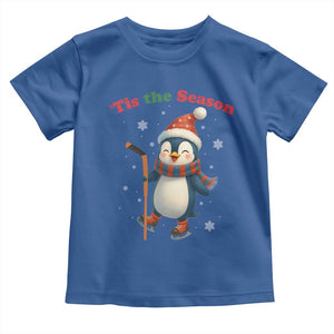 Cute Penguin Tis The Season Toddler T Shirt Funny Christmas Gift For Holiday Fans TS12 Royal Blue Print Your Wear