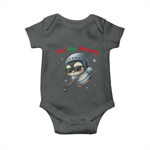 Penguin On Ice Tis The Season Baby Onesie Funny Christmas Gift TS12 Dark Heather Print Your Wear