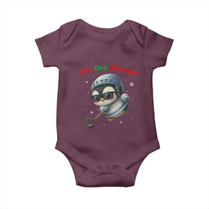 Penguin On Ice Tis The Season Baby Onesie Funny Christmas Gift TS12 Maroon Print Your Wear