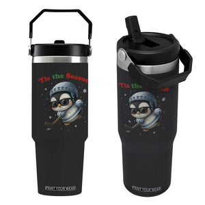 Penguin On Ice Tis The Season Flip Straw Tumbler Funny Christmas Gift TS12 One Size: 30 oz Black Print Your Wear