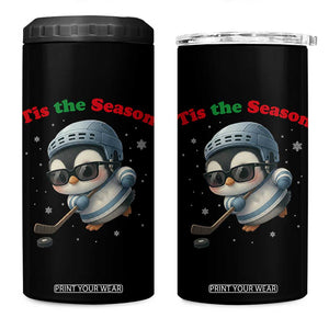 Penguin On Ice Tis The Season 4 in 1 Can Cooler Tumbler Funny Christmas Gift TS12 One Size: 16 oz Black Print Your Wear