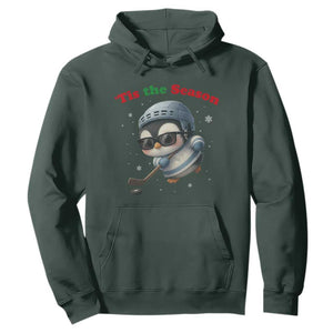 Penguin On Ice Tis The Season Hoodie Funny Christmas Gift TS12 Dark Forest Green Print Your Wear