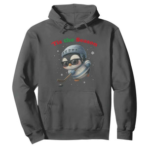 Penguin On Ice Tis The Season Hoodie Funny Christmas Gift TS12 Dark Heather Print Your Wear