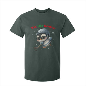 Penguin On Ice Tis The Season T Shirt For Kid Funny Christmas Gift TS12 Dark Forest Green Print Your Wear