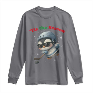 Penguin On Ice Tis The Season Long Sleeve Shirt Funny Christmas Gift TS12 Charcoal Print Your Wear