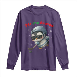 Penguin On Ice Tis The Season Long Sleeve Shirt Funny Christmas Gift TS12 Purple Print Your Wear