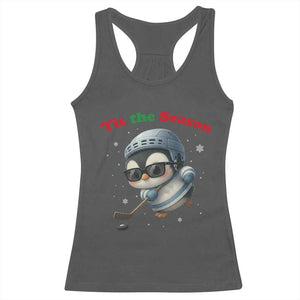 Penguin On Ice Tis The Season Racerback Tank Top Funny Christmas Gift TS12 Dark Heather Print Your Wear