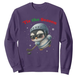 Penguin On Ice Tis The Season Sweatshirt Funny Christmas Gift TS12 Purple Print Your Wear