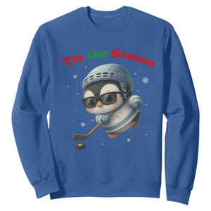Penguin On Ice Tis The Season Sweatshirt Funny Christmas Gift TS12 Royal Blue Print Your Wear