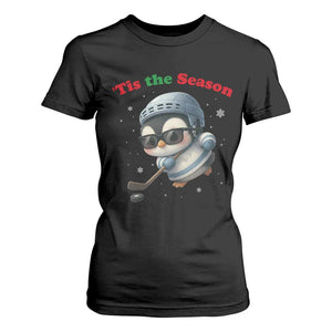 Penguin On Ice Tis The Season T Shirt For Women Funny Christmas Gift TS12 Black Print Your Wear