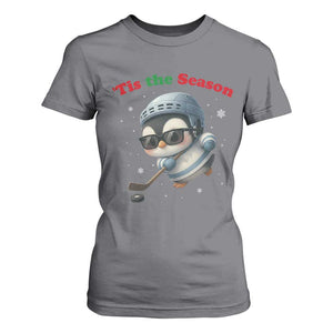 Penguin On Ice Tis The Season T Shirt For Women Funny Christmas Gift TS12 Charcoal Print Your Wear