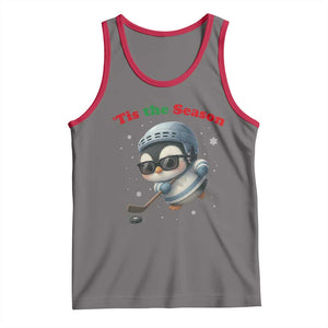 Penguin On Ice Tis The Season Tank Top Funny Christmas Gift TS12 Deep Heather Red Print Your Wear