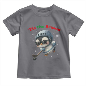 Penguin On Ice Tis The Season Toddler T Shirt Funny Christmas Gift TS12 Charcoal Print Your Wear