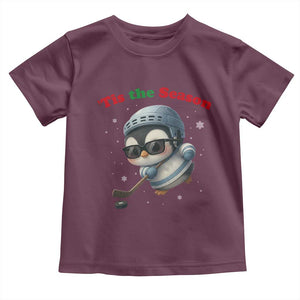 Penguin On Ice Tis The Season Toddler T Shirt Funny Christmas Gift TS12 Maroon Print Your Wear