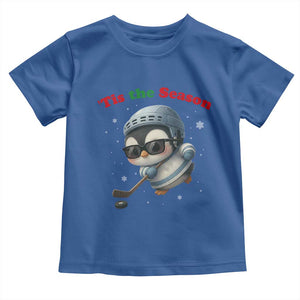 Penguin On Ice Tis The Season Toddler T Shirt Funny Christmas Gift TS12 Royal Blue Print Your Wear