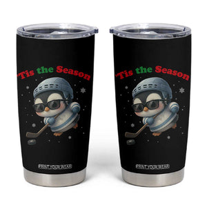 Penguin On Ice Tis The Season Tumbler Cup Funny Christmas Gift TS12 Black Print Your Wear