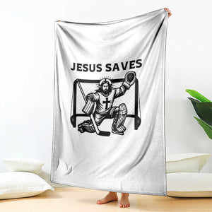 Funny Religious Ice Hockey Goalie Gift Throw Blanket Jesus Saves TS12 Print Your Wear