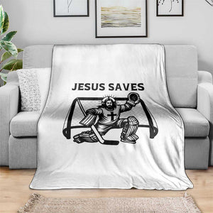 Funny Religious Ice Hockey Goalie Gift Throw Blanket Jesus Saves TS12 Print Your Wear