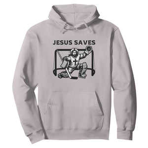Funny Religious Ice Hockey Goalie Gift Hoodie Jesus Saves TS12 Ice Gray Print Your Wear