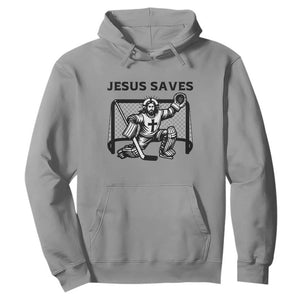 Funny Religious Ice Hockey Goalie Gift Hoodie Jesus Saves TS12 Sport Gray Print Your Wear