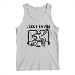 Funny Religious Ice Hockey Goalie Gift Tank Top Jesus Saves TS12 Ash Print Your Wear