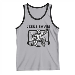 Funny Religious Ice Hockey Goalie Gift Tank Top Jesus Saves TS12 Athletic Heather Black Print Your Wear