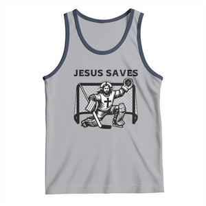 Funny Religious Ice Hockey Goalie Gift Tank Top Jesus Saves TS12 Athletic Heather Navy Print Your Wear