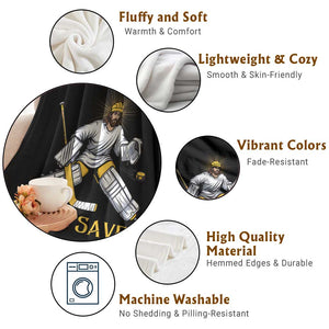 Jesus Saves Throw Blanket Funny Christian Ice Hockey Goalie Gift TS12 Print Your Wear