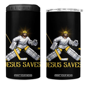 Jesus Saves 4 in 1 Can Cooler Tumbler Funny Christian Ice Hockey Goalie Gift TS12 One Size: 16 oz Black Print Your Wear