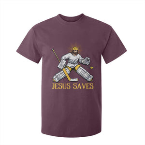 Jesus Saves T Shirt For Kid Funny Christian Ice Hockey Goalie Gift TS12 Maroon Print Your Wear