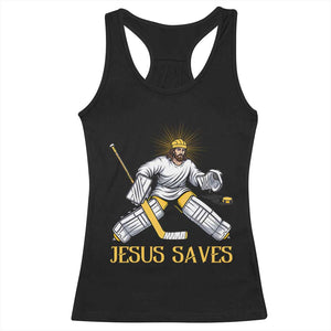 Jesus Saves Racerback Tank Top Funny Christian Ice Hockey Goalie Gift TS12 Black Print Your Wear