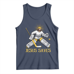 Jesus Saves Tank Top Funny Christian Ice Hockey Goalie Gift TS12 Navy Print Your Wear
