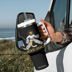 Jesus Saves Tumbler With Handle Funny Christian Ice Hockey Goalie Gift TS12 Print Your Wear