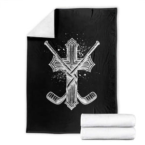 Faith Family Hockey Cross Throw Blanket Religious Ice Hockey Lover Gift TS12 Black Print Your Wear