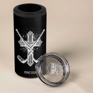 Faith Family Hockey Cross 4 in 1 Can Cooler Tumbler Religious Ice Hockey Lover Gift TS12 Print Your Wear