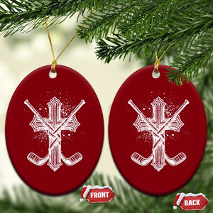 Faith Family Hockey Cross Ceramic Ornament Religious Ice Hockey Lover Gift TS12 Print Your Wear