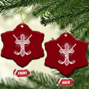 Faith Family Hockey Cross Ceramic Ornament Religious Ice Hockey Lover Gift TS12 Print Your Wear