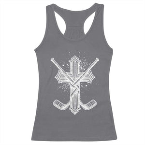 Faith Family Hockey Cross Racerback Tank Top Religious Ice Hockey Lover Gift TS12 Charcoal Print Your Wear