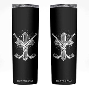 Faith Family Hockey Cross Skinny Tumbler Religious Ice Hockey Lover Gift TS12 Black Print Your Wear