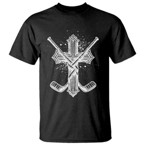 Faith Family Hockey Cross T Shirt Religious Ice Hockey Lover Gift TS12 Black Print Your Wear
