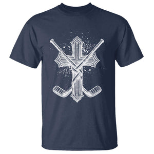 Faith Family Hockey Cross T Shirt Religious Ice Hockey Lover Gift TS12 Navy Print Your Wear