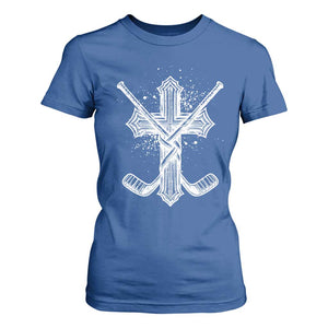 Faith Family Hockey Cross T Shirt For Women Religious Ice Hockey Lover Gift TS12 Royal Blue Print Your Wear